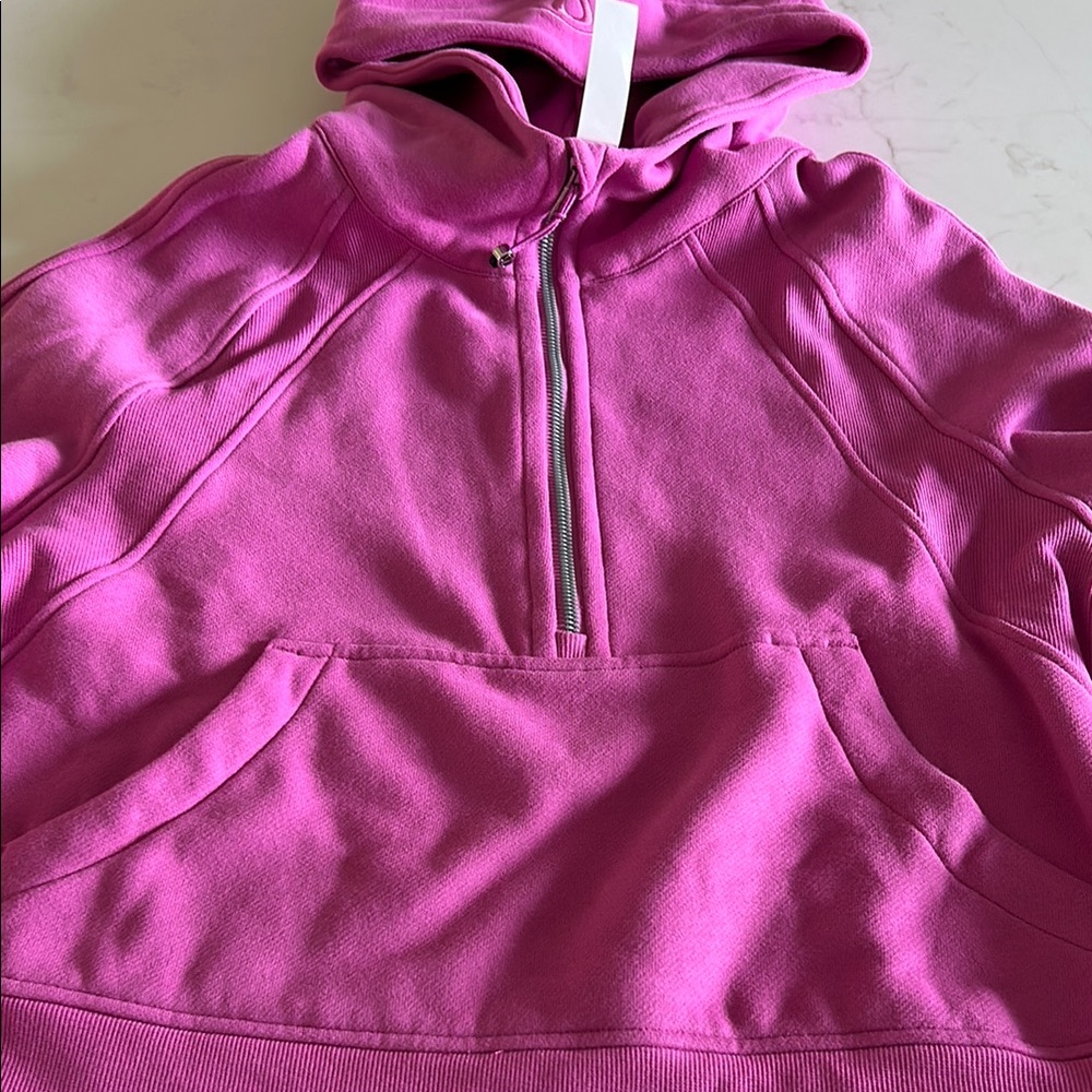 Vibrant Pink Hoodie with Half-Zip - Picture 4 of 5